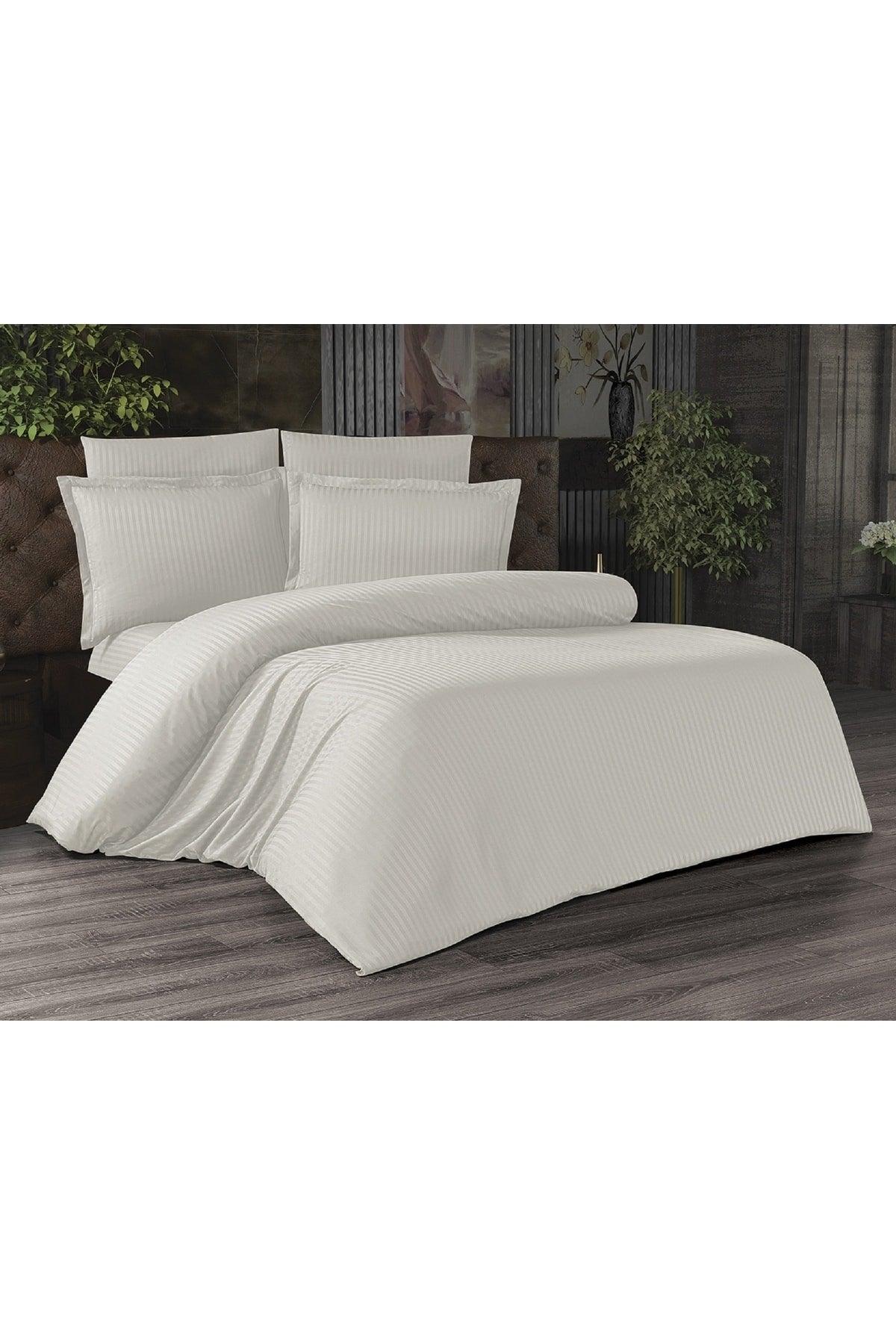 Lilnen 4 Piece Striped Cream Duvet Cover Set - Swordslife