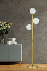 Lily 3 Piece Tumbled White Glass Modern Decorative Design Metal Floor Lamp - Swordslife