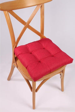 Premium bead-filled chair cushion 40x40cm with decorative stitching in claret red
