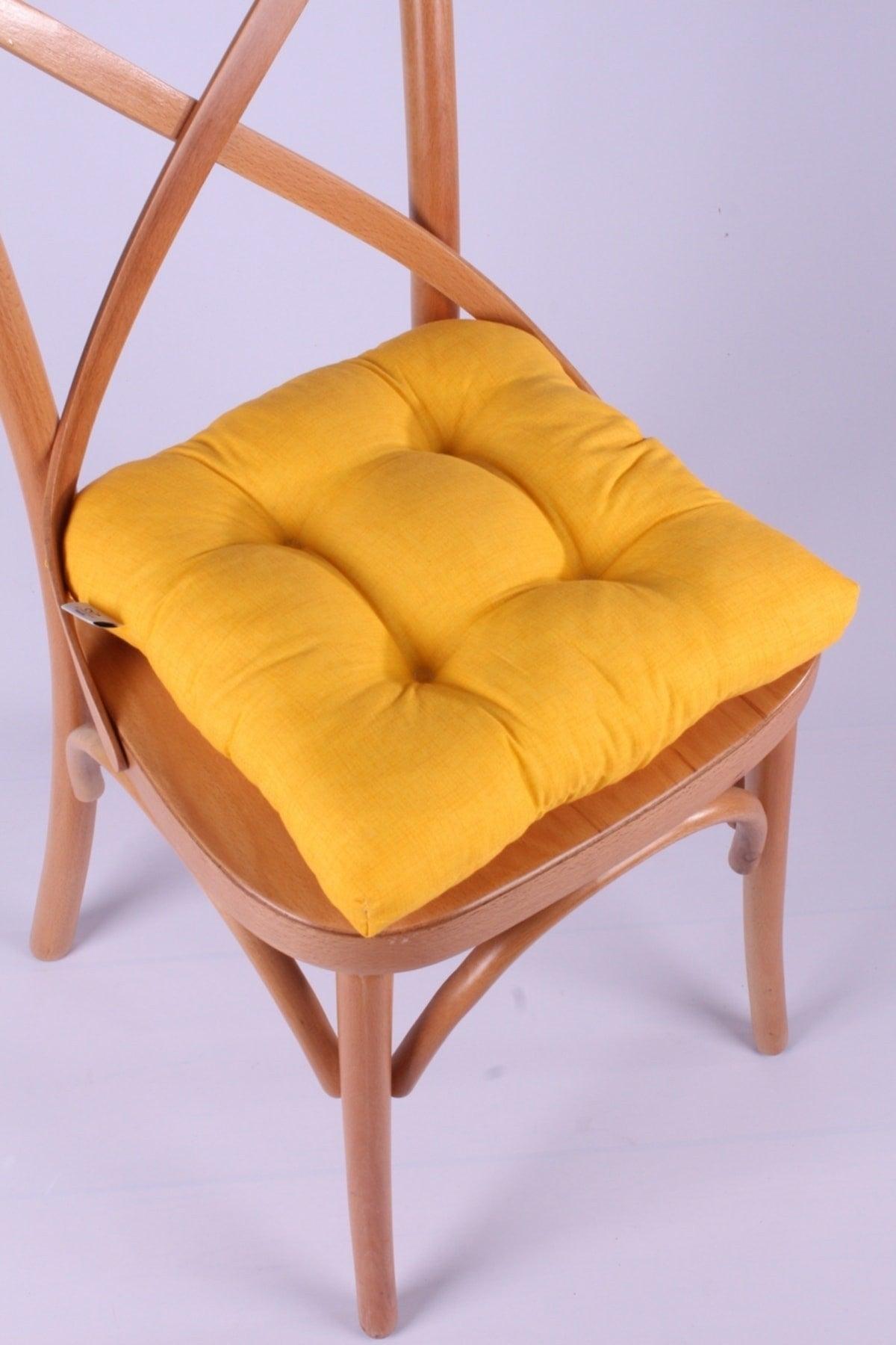 Lina Pofidik Yellow Chair Cushion Specially Stitched Laced 40x40cm - Swordslife