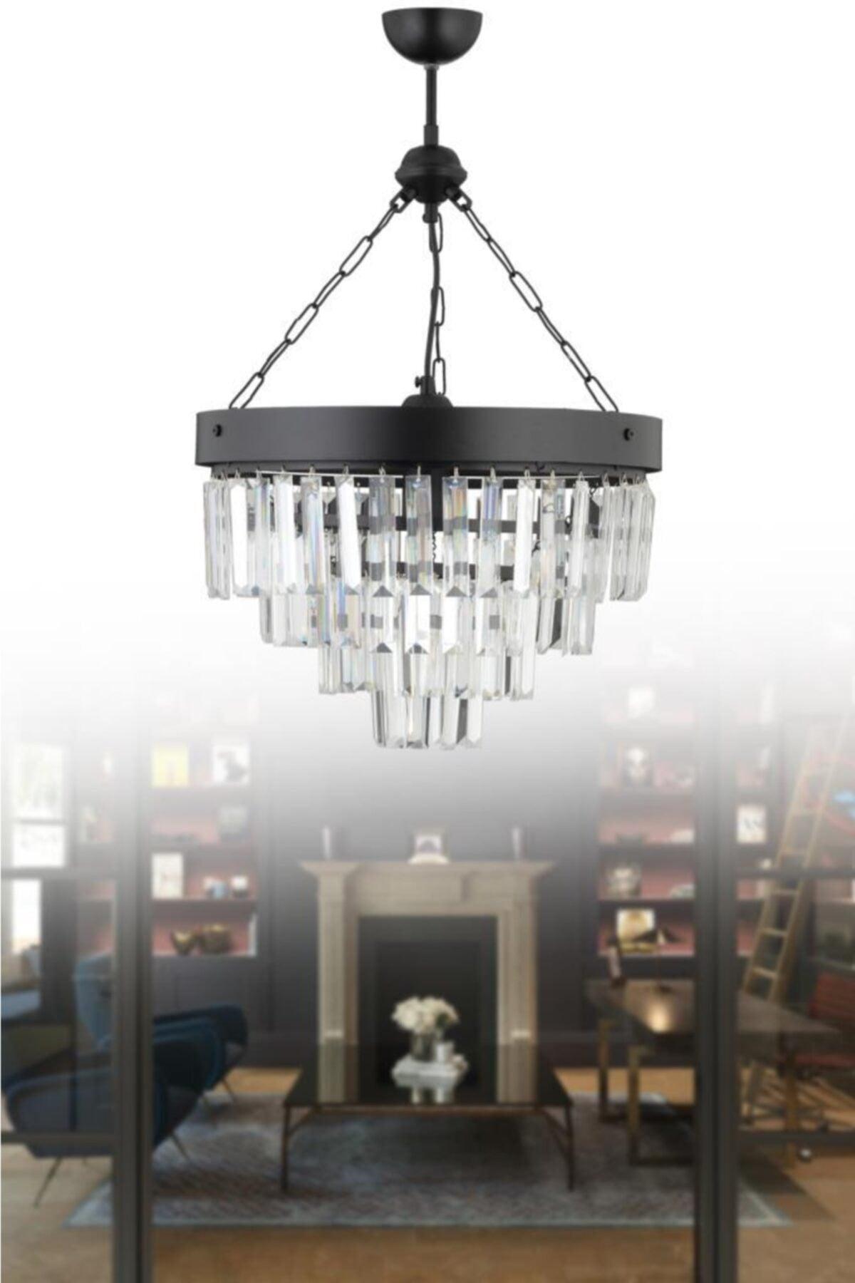 Linda 40' Black Luxury Crystal Stone Chandelier - Swordslife