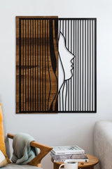 Line Wood & Metal Wall Painting, Home Office Wall Board - Swordslife