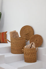 Laundry Basket With Lid Wicker Set of 2 Hn9006