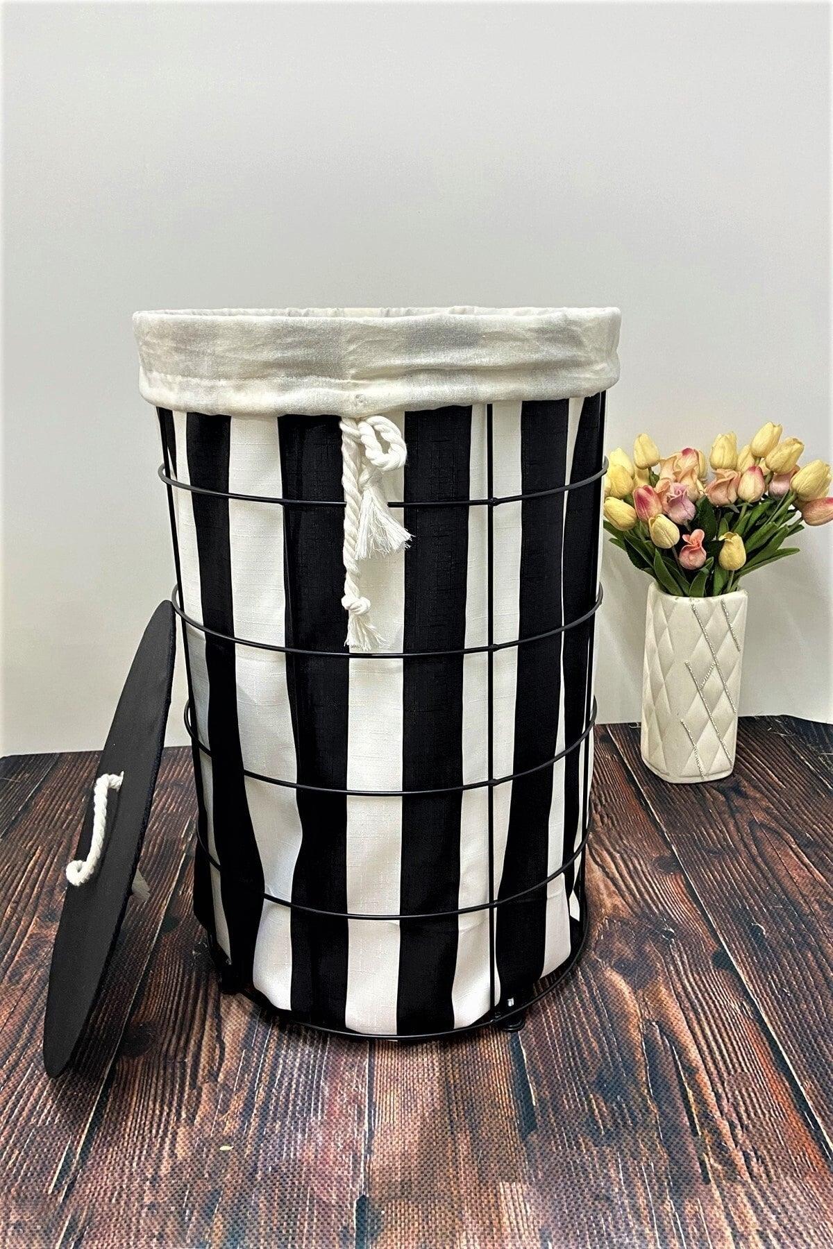 Laundry Basket, Organizer And Multi-Purpose Basket - Black and White 60x40cm - Swordslife