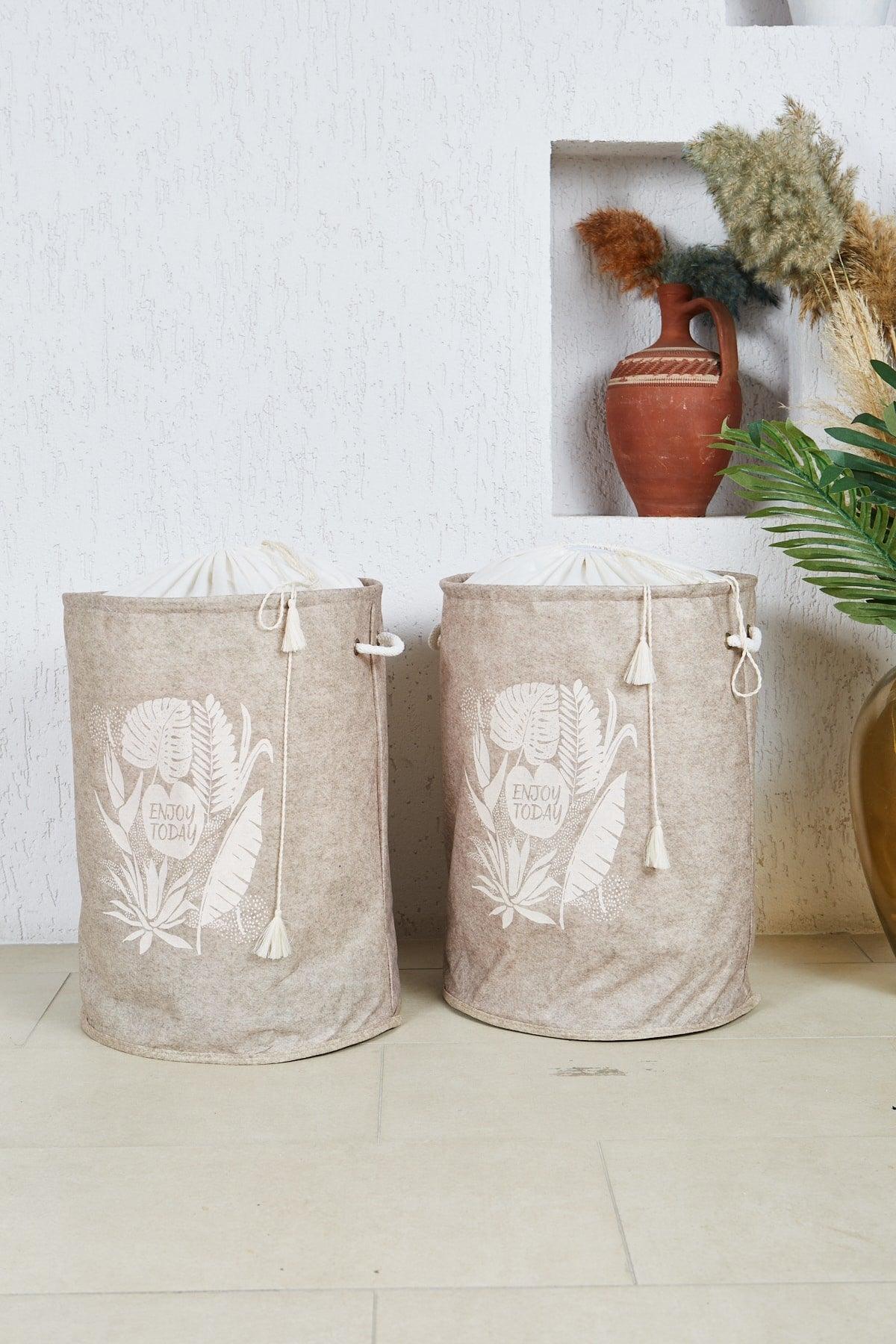 Laundry Basket Round Dirty Basket Set of 2