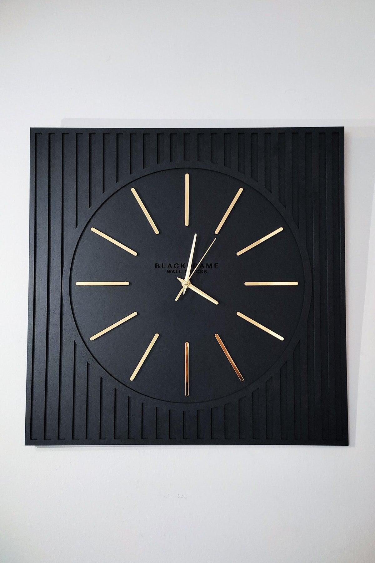 - Lines Effects Series Special Design Wall Clock - Black & Gold - 50x50cm - Swordslife
