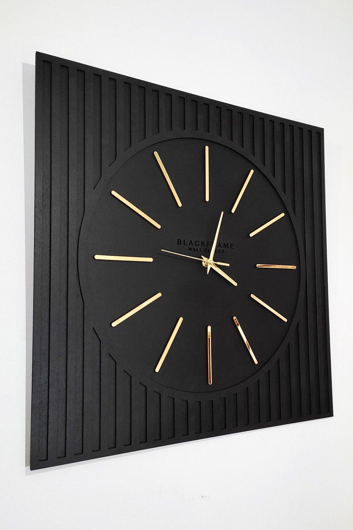 - Lines Effects Series Special Design Wall Clock - Black & Gold - 50x50cm - Swordslife