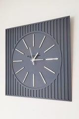 - Lines Effects Series Special Design Wall Clock - Anthracite & Silver - 50x50cm - Swordslife