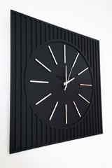 - Lines Effects Series Special Design Wall Clock - Black & Silver - 50x50cm - Swordslife