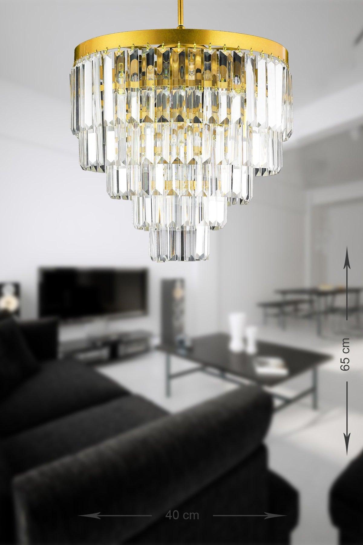 Linsa 40 Cm Crystal Glass Stone Luxury Chandelier - (YELLOW gilding) - Swordslife