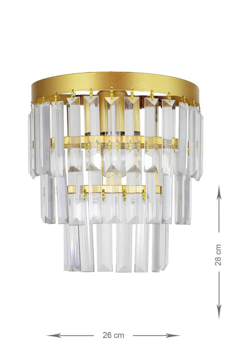 Linsa Crystal Glass Stone Luxury Wall Sconce - (Yellow Gilding) - Swordslife