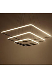 Living Room Living Room Bedroom Black 3 Square White Light Led Chandelier - Swordslife