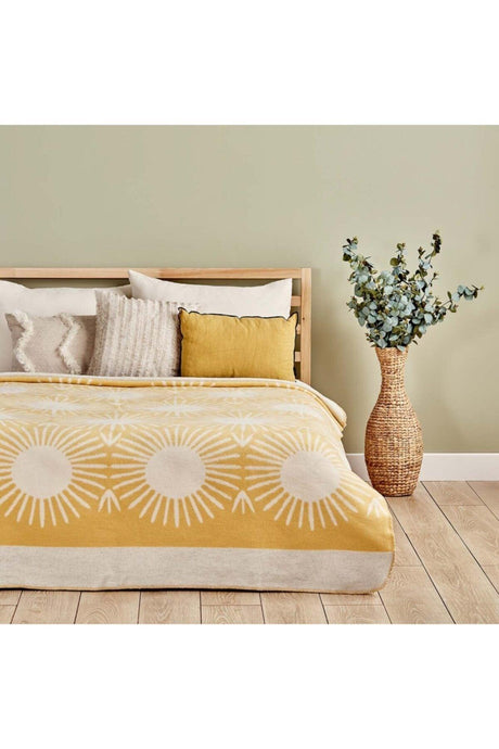 Liya Cotton Single Blanket Mustard (150x200 Cm) - Swordslife