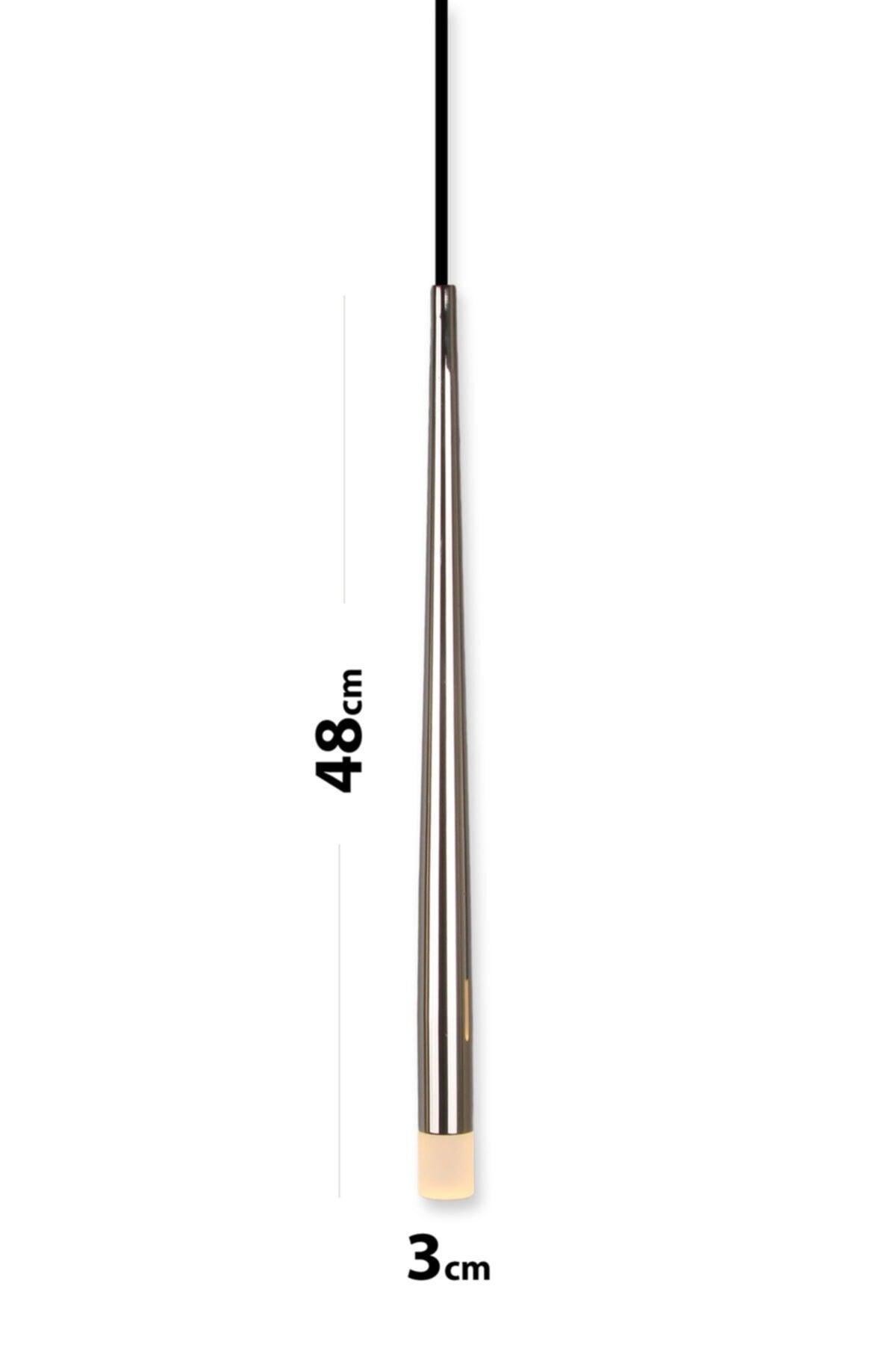 Long Led Silver Color Coated Single Led Pendant Lamp - Swordslife