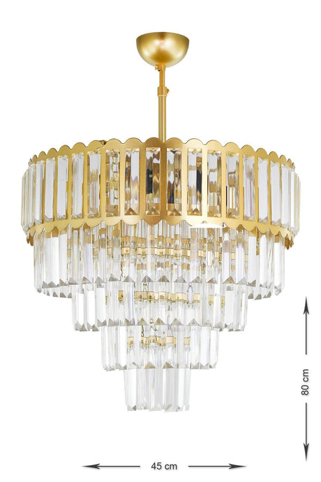 Lora 45 Cm Crystal Glass Stone Luxury Chandelier - (Yellow Gilding) - Swordslife