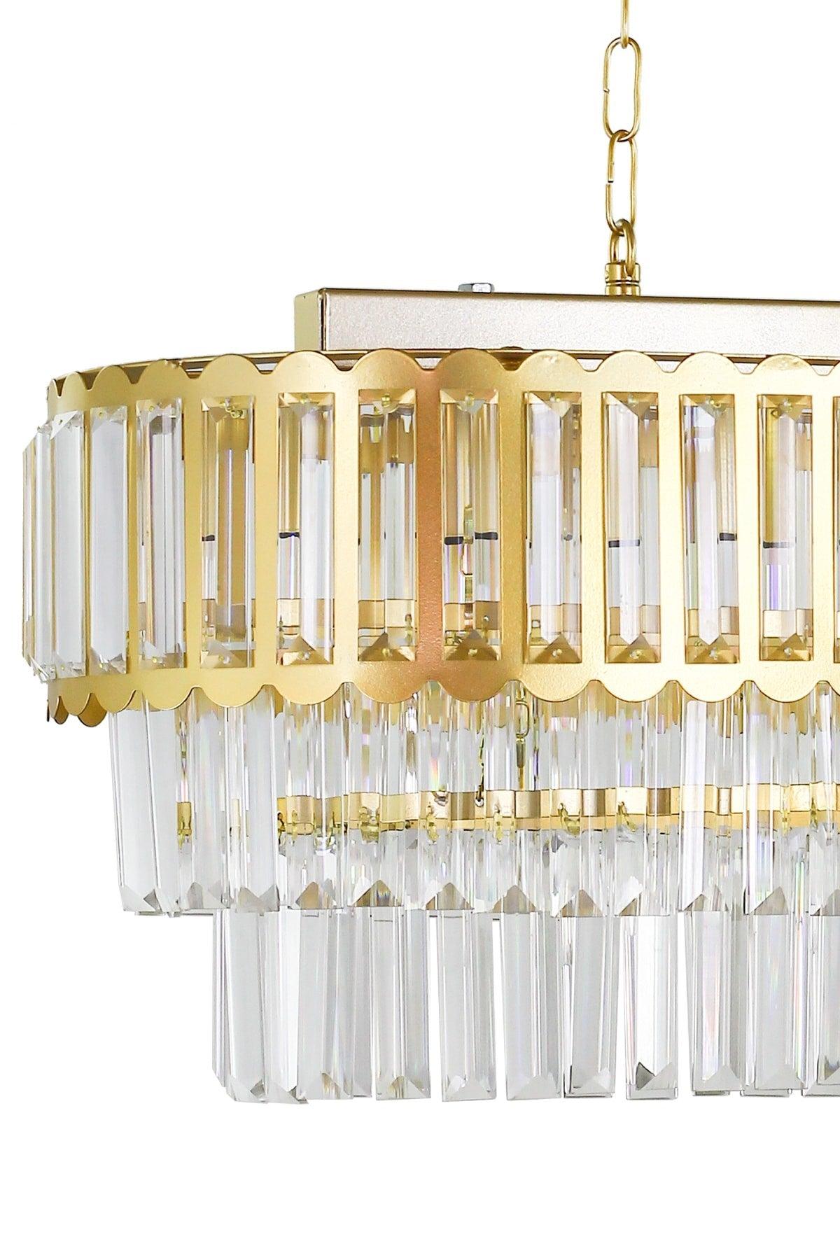 Lora 75x35 Cm Crystal Glass Stone Luxury Dining Table Top Chandelier - (Yellow Gilding) - Swordslife