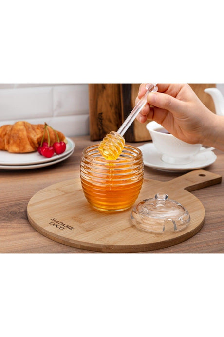 Lorenzo Glass Honey Jar with Spoon - 240ml - Swordslife