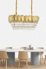 Loretta 80's Yellow Crystal Stone Chandelier Over the Dining Table - Swordslife