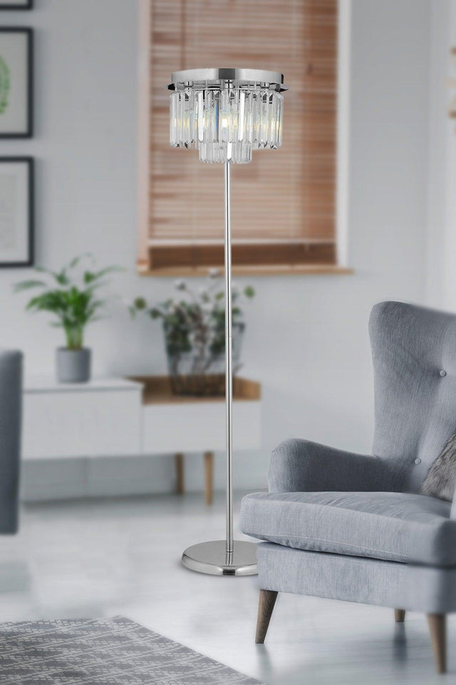 Lotus Round Chrome Crystal Stone Modern Design Metal Floor Lamp - Swordslife