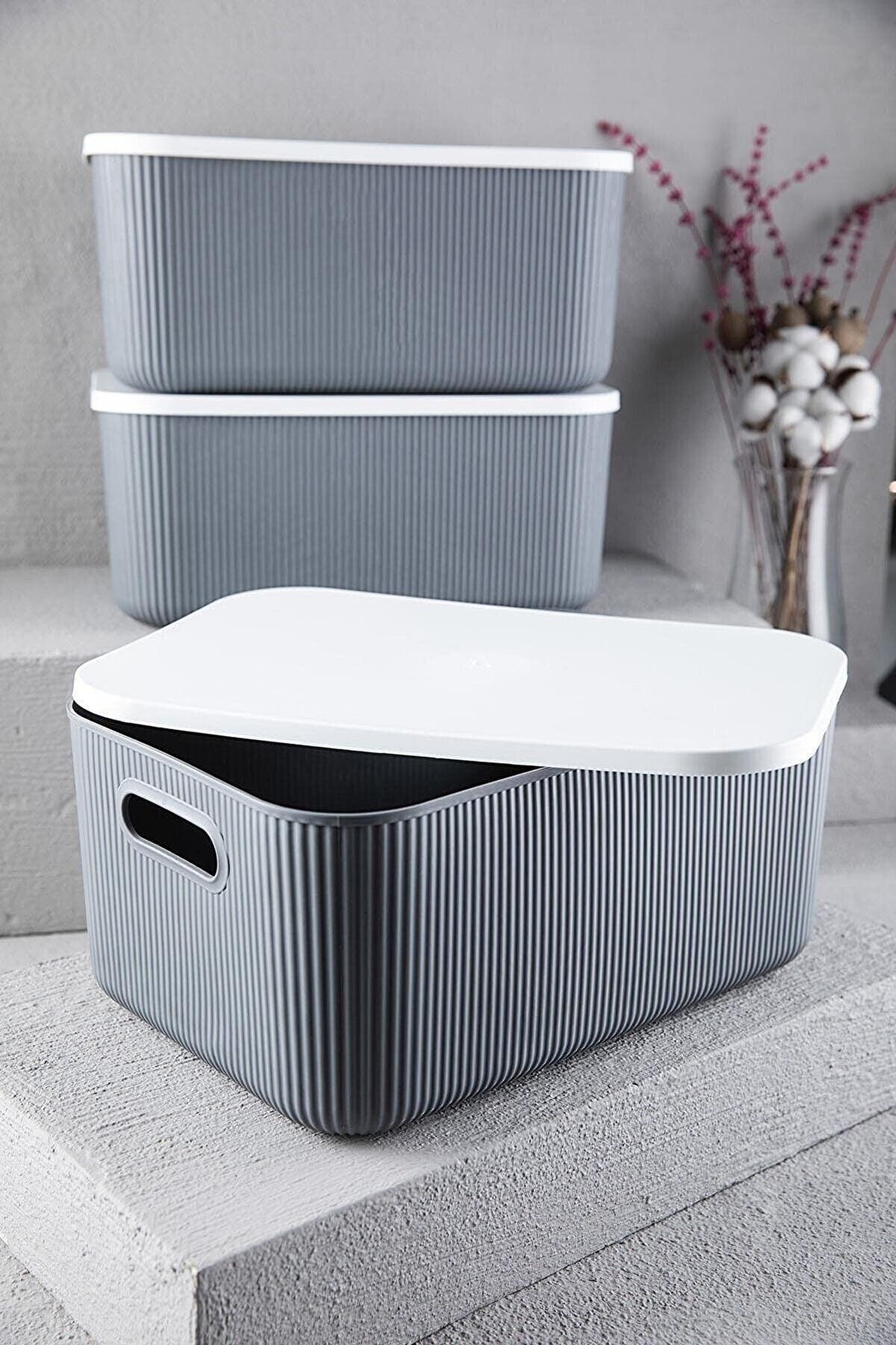 Lova 2-pack Shell Gray 13lt & 6lt Decorative Multi-Purpose Storage Box-organizer Set - Swordslife