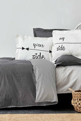 Love Double Black 100% Cotton Duvet Cover Set - Swordslife