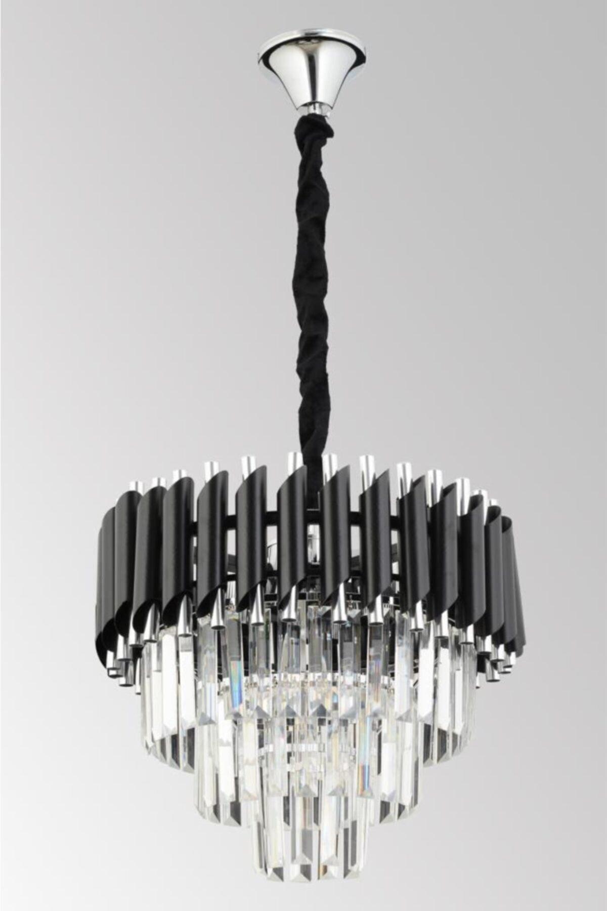 Luna 40' Black-Silver Luxury Crystal Stone Chandelier - Swordslife