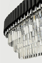 Luna Black-silver 3-Storey Luxury Crystal Dining Table Chandelier - Swordslife