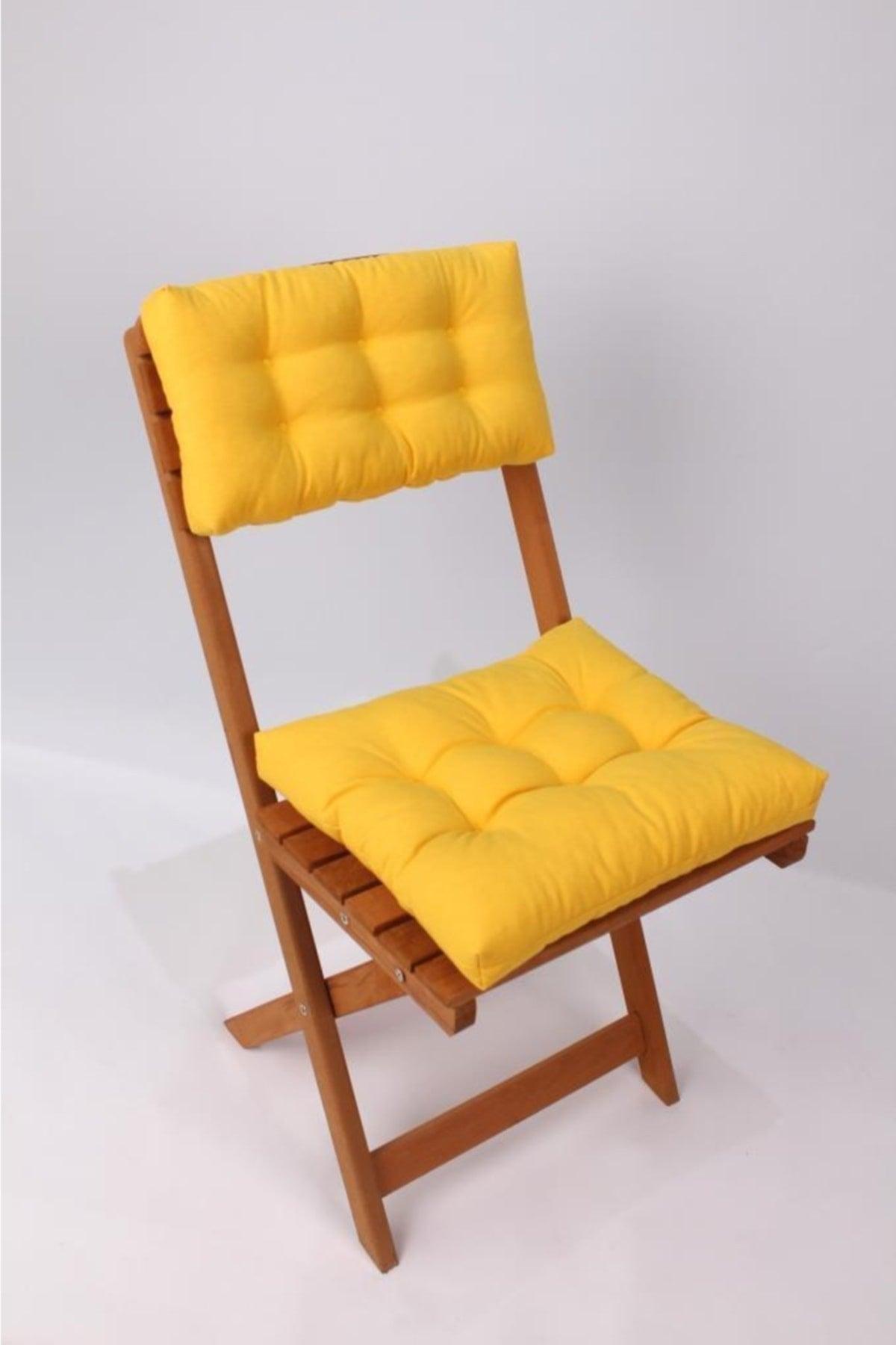 Lux Bistro Kitchen Garden Chair Cushion With Backrest Yellow (CUSH AND BACK CUSHION) - Swordslife