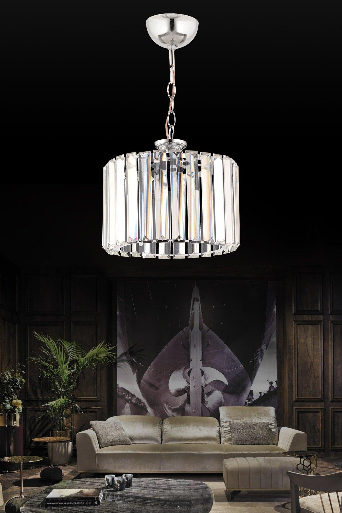 Lux Diamond 25 Cm Silver Ball Installation Chandelier - Swordslife