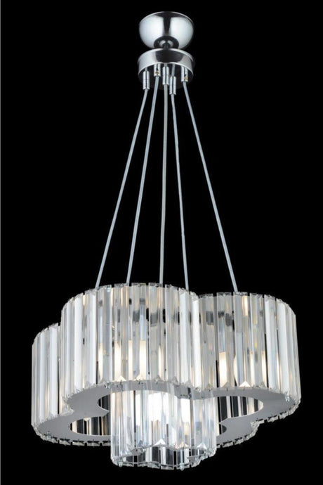 Lux Diamond Daisy Chrome 5 Pcs Double Decker Chandelier - Swordslife