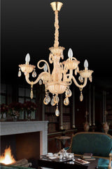 Lux Glass Arm 4 Piece Cream Chandelier - Swordslife