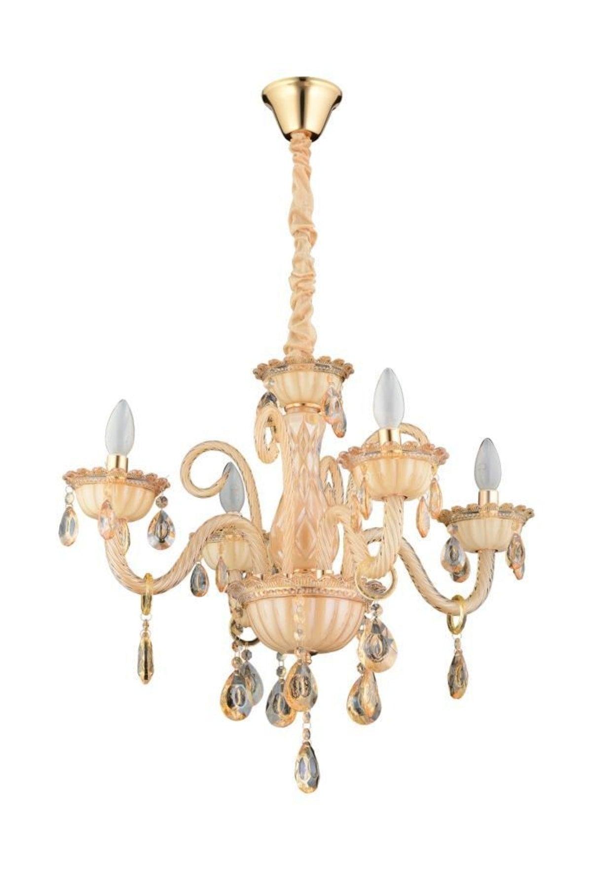 Lux Glass Arm 4 Piece Cream Chandelier - Swordslife