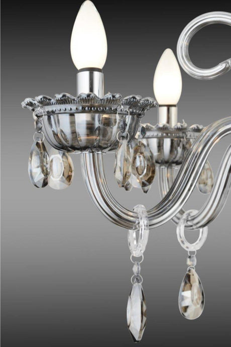 Lux Glass Arm 5 Piece Smoked Crystal Stone Chandelier - Swordslife