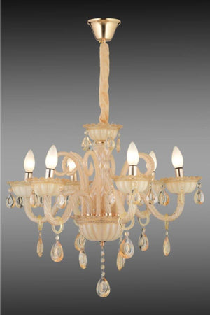 Lux Glass Arm 6 Piece Cream Colored Chandelier - Swordslife