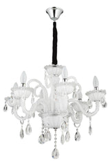 Lux Glass Arm 6 Piece White Crystal Stone Chandelier - Swordslife