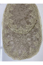 Luxury Oval Beige 2-Piece Dowry French Lace Guipure Closet Set Bath Mat Set - Swordslife