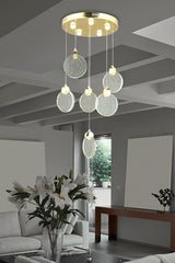 Luxury Modern Pendant Lamp Six Power Led Chandelier Glass Gold Yellow - Swordslife