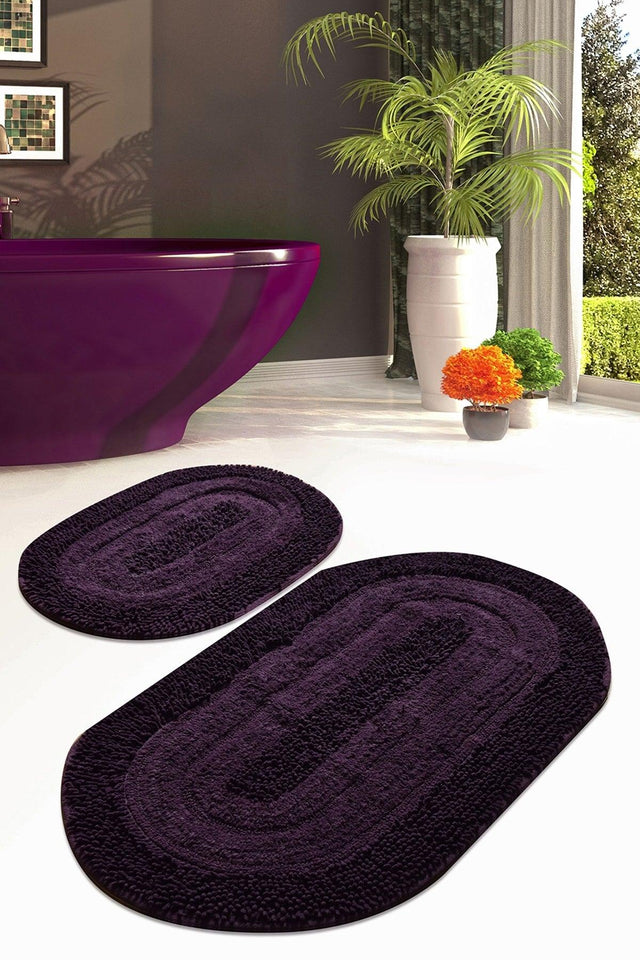 Macoroni Purple 2 Pcs Set Bathroom Carpet Washable, Non-Slip Base - Swordslife