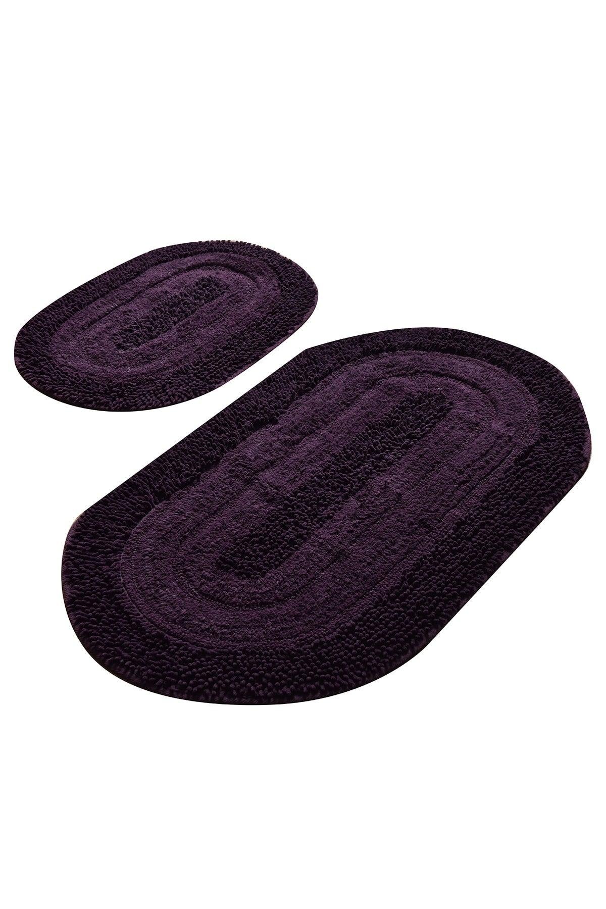 Macoroni Purple 2 Pcs Set Bathroom Carpet Washable, Non-Slip Base - Swordslife