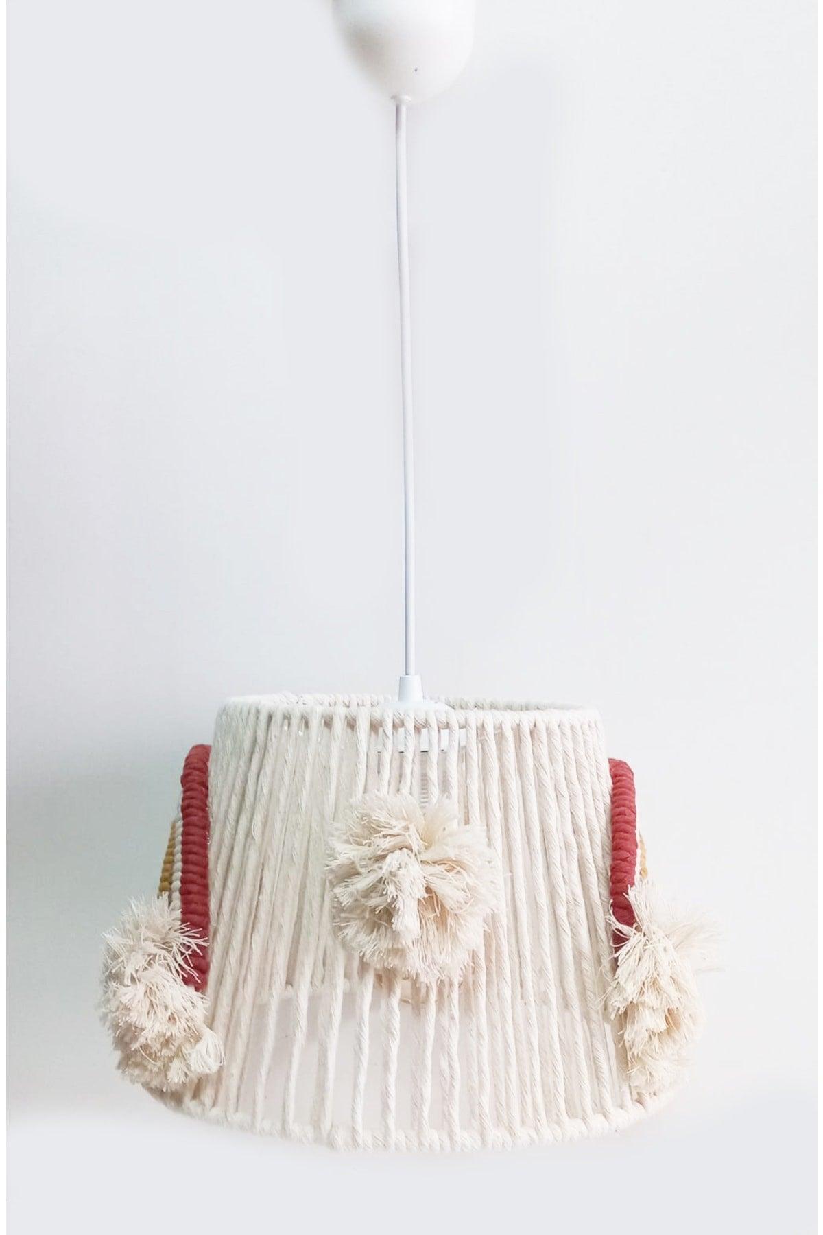 Macrame Thread Wrap Rainbow Appliqued Handmade Pompom Baby And Kids Room Chandelier (17) - Swordslife