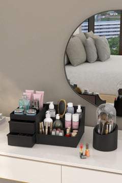 Makeup brush and cosmetic organizer set