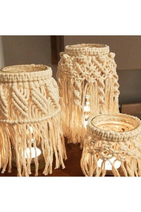 Macrame 3 Pcs Jar Candle Holder - Swordslife