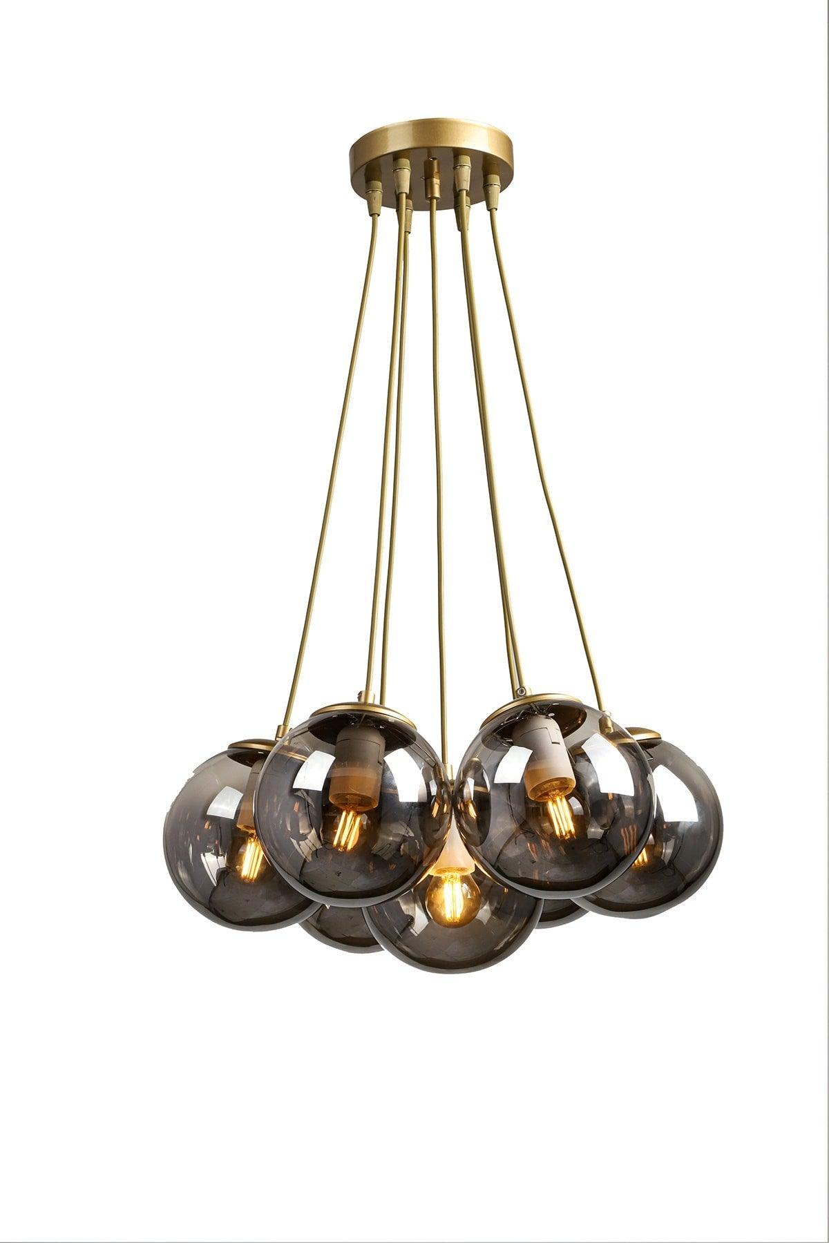 Malta 7th Chandelier Tumbled Smoked Glass - Swordslife