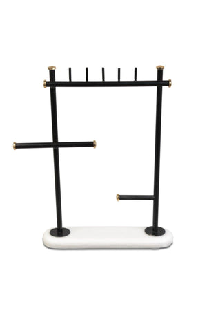 Black Metal Jewelry Stand with Marble Leg – Jewelry Organizer - Swordslife