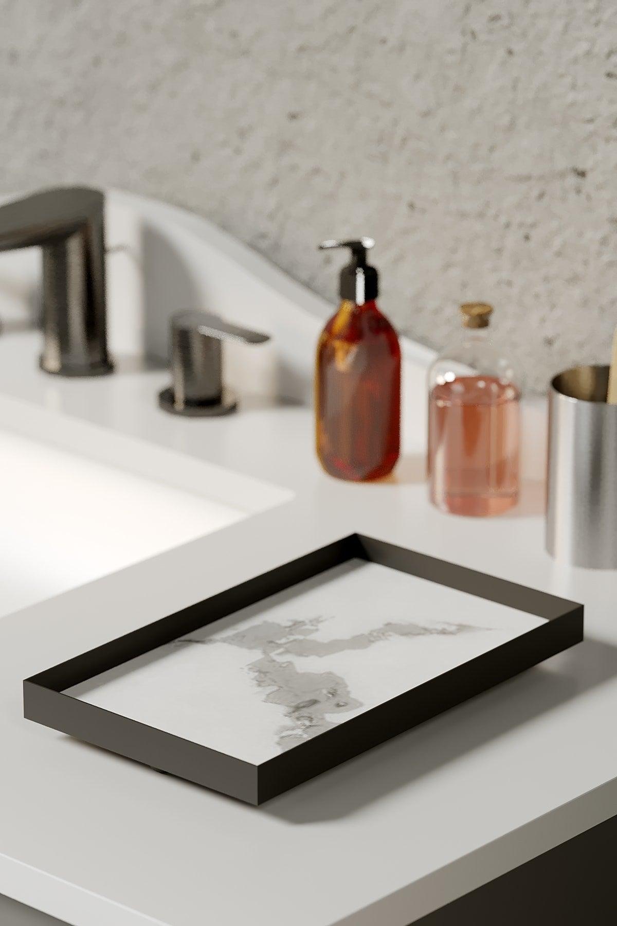 Marble Pattern Rectangle Kitchen Jewelry Makeup Bathroom Organizer Organizer - Swordslife