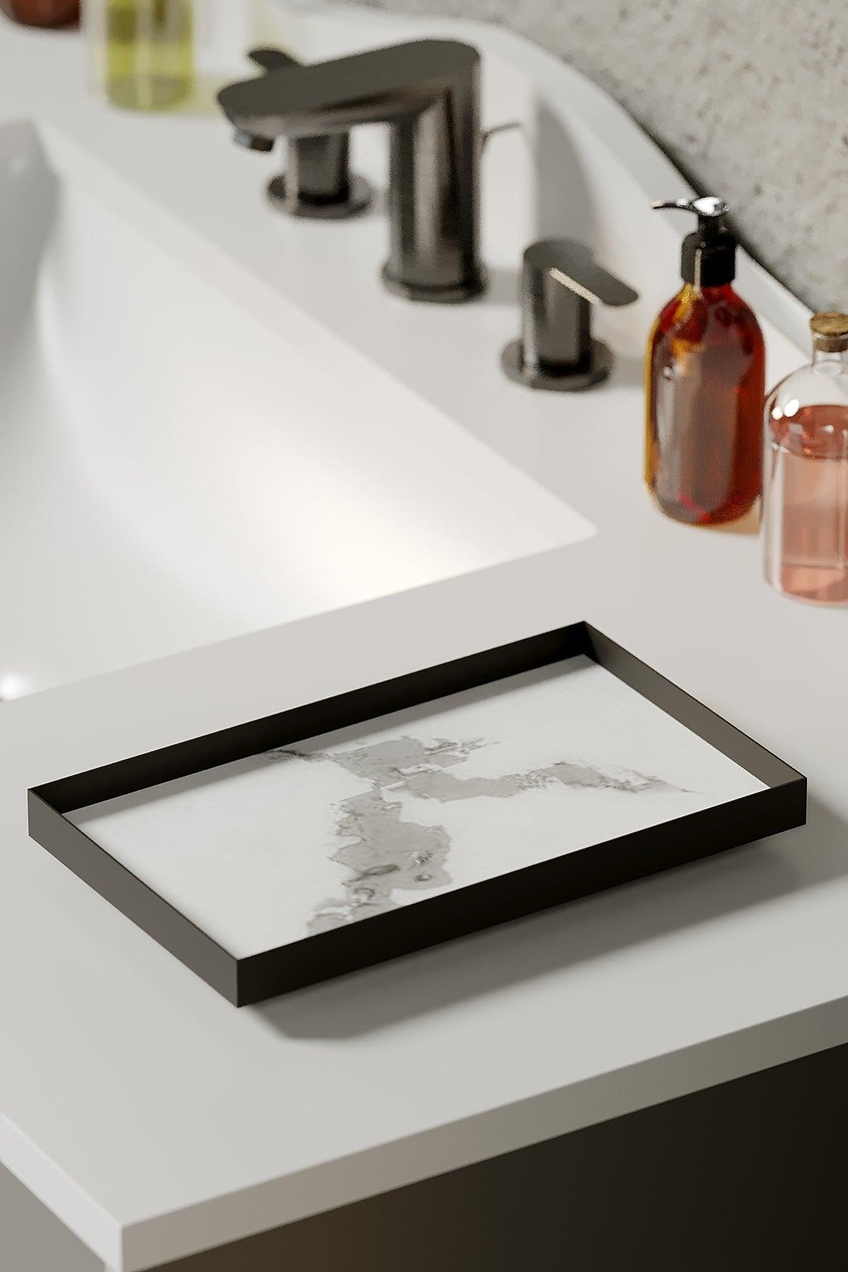 Marble Pattern Rectangle Kitchen Jewelry Makeup Bathroom Organizer Organizer - Swordslife