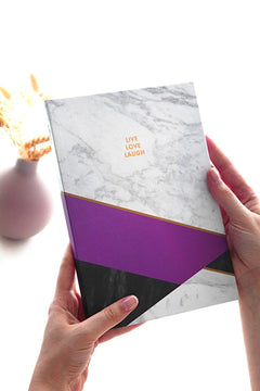 17x24cm Purple Marble Hardcover Notebook