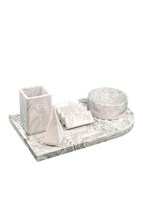 Marble Series Archade Organizer Concrete Bathroom Set - Swordslife