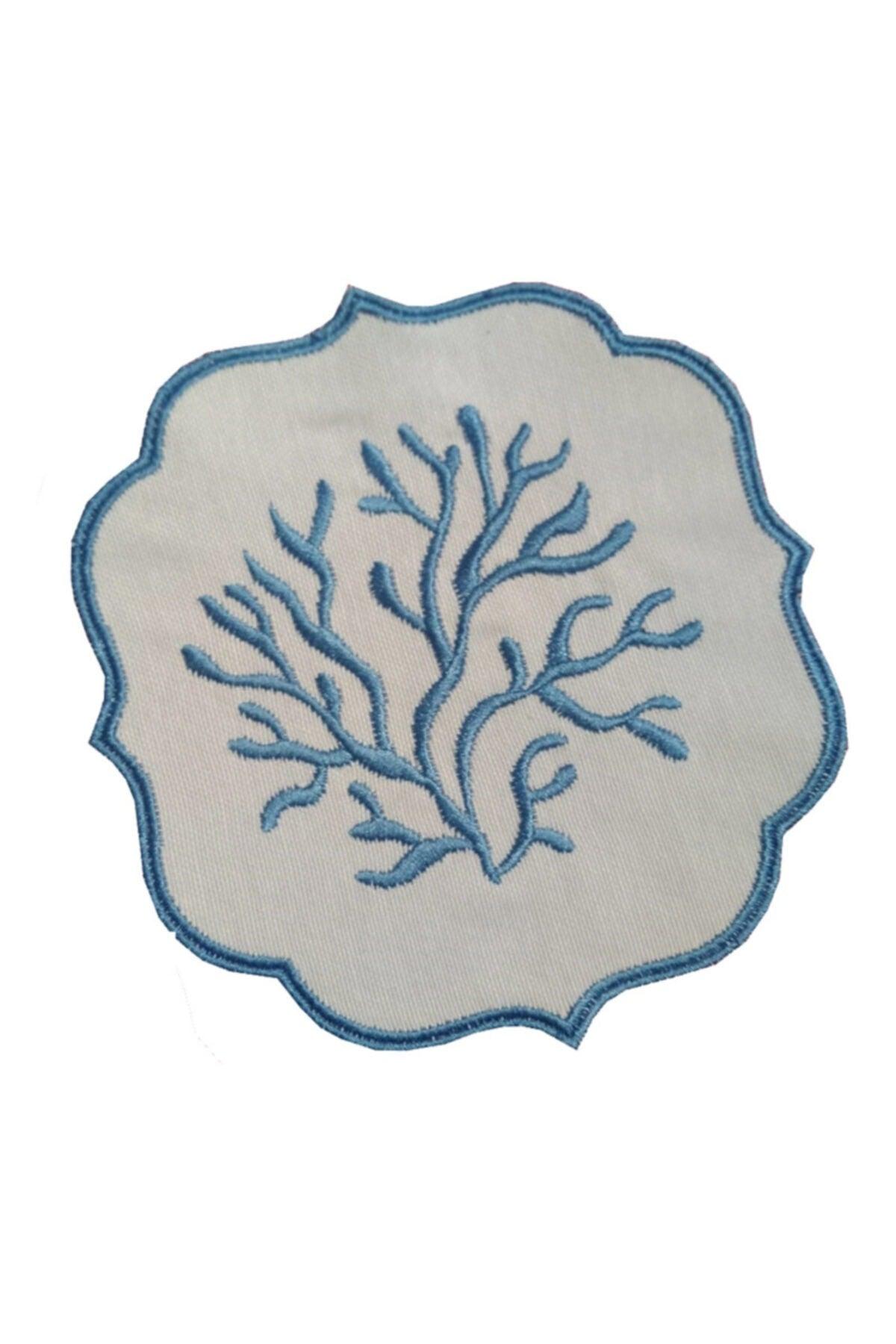 Marine Coral Blue Embroidered Presentation Napkin 1 Piece - Swordslife