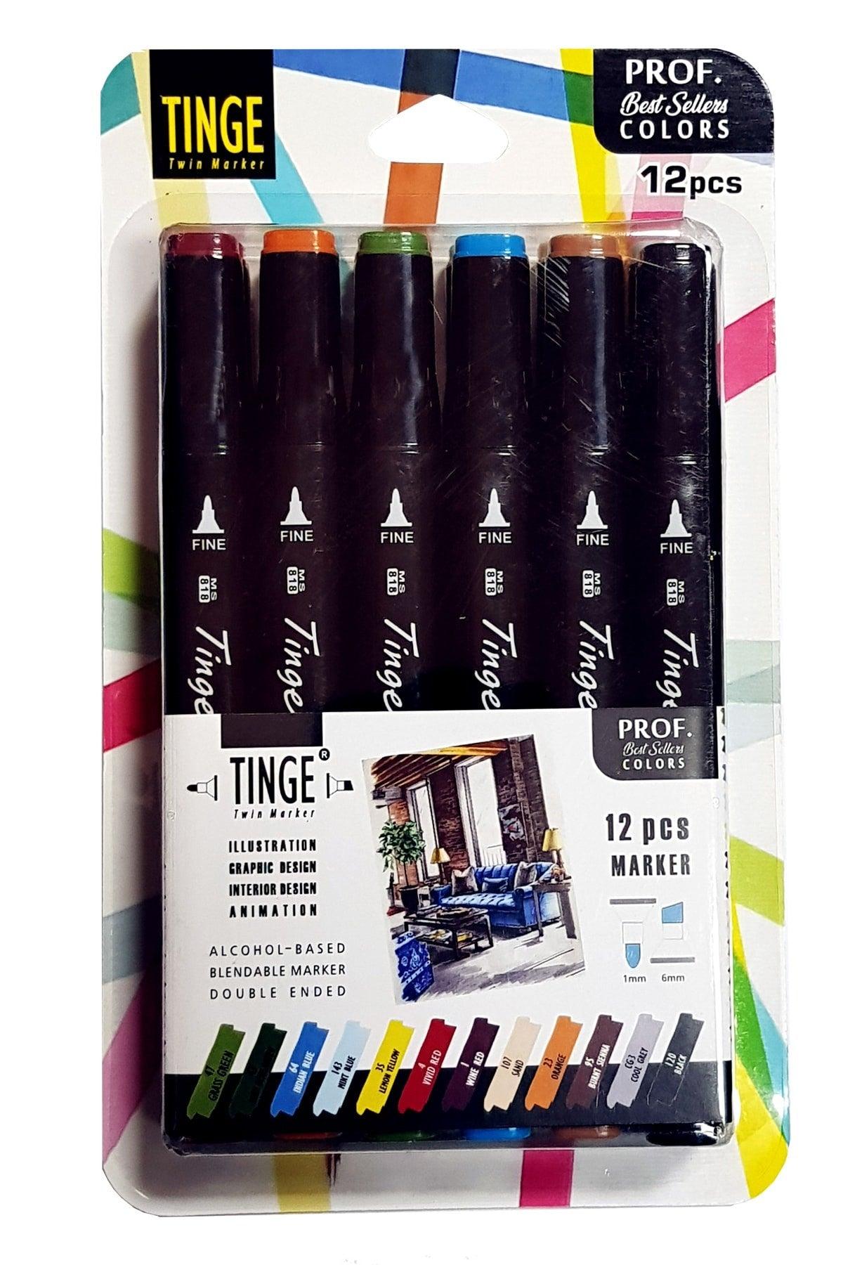 Marker Pen - Set of 12 Mixed Colors - Marker